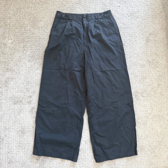 Madewell Pants - Madewell Harlow Black Wide Leg Pleated Linen Tencel Trousers Pants Size 10 Chic